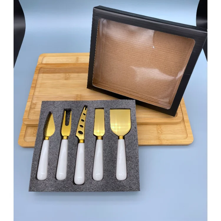 Personalize Decoration Slice 5 Pcs Luxury Metal Gift Gold Premium Set Cheese Knife