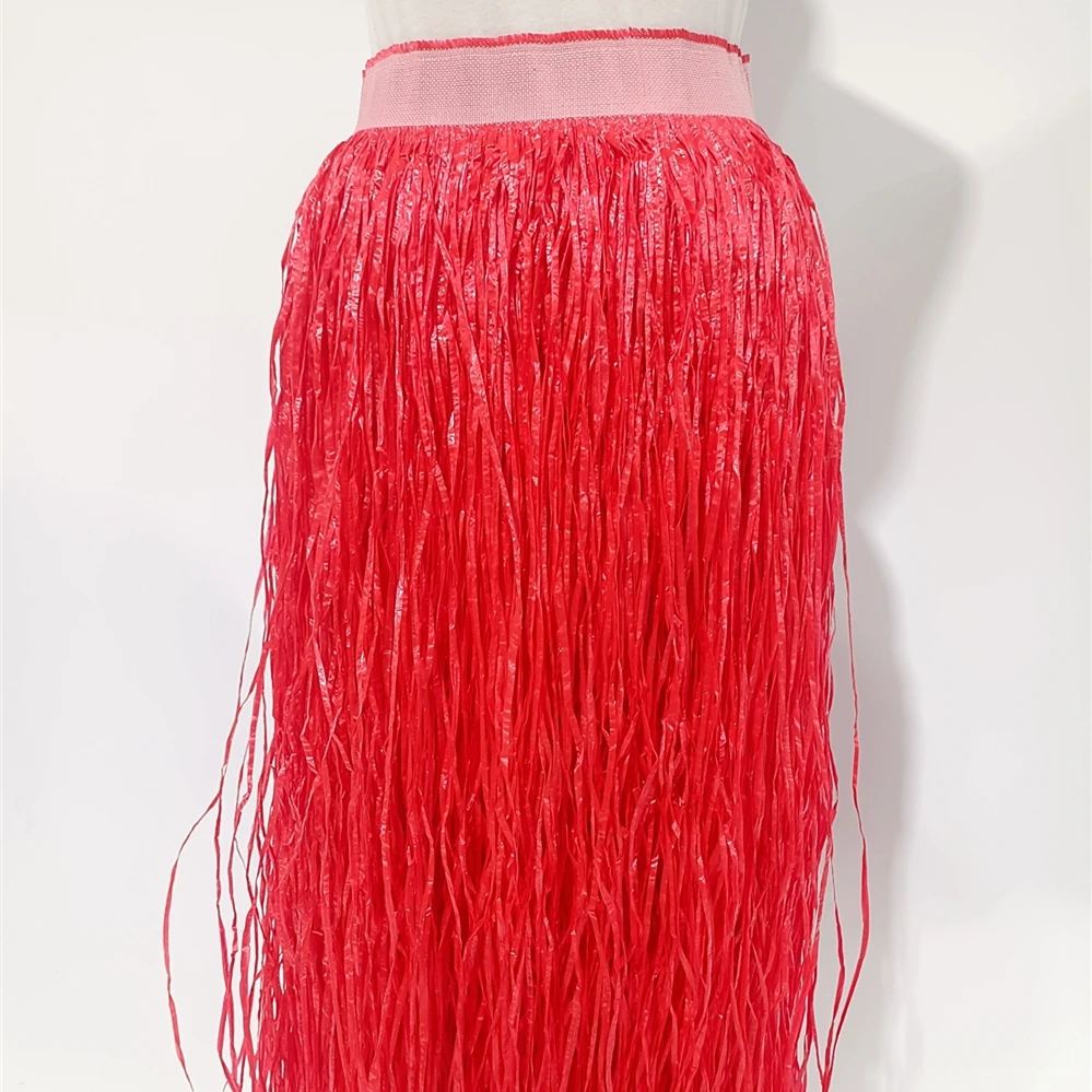 Wholesale Hawaii Women Hula Girl Dance Triple Layers Plastic Grass Skirt Party Dress for Festival Performance Costume KN-hsk022
