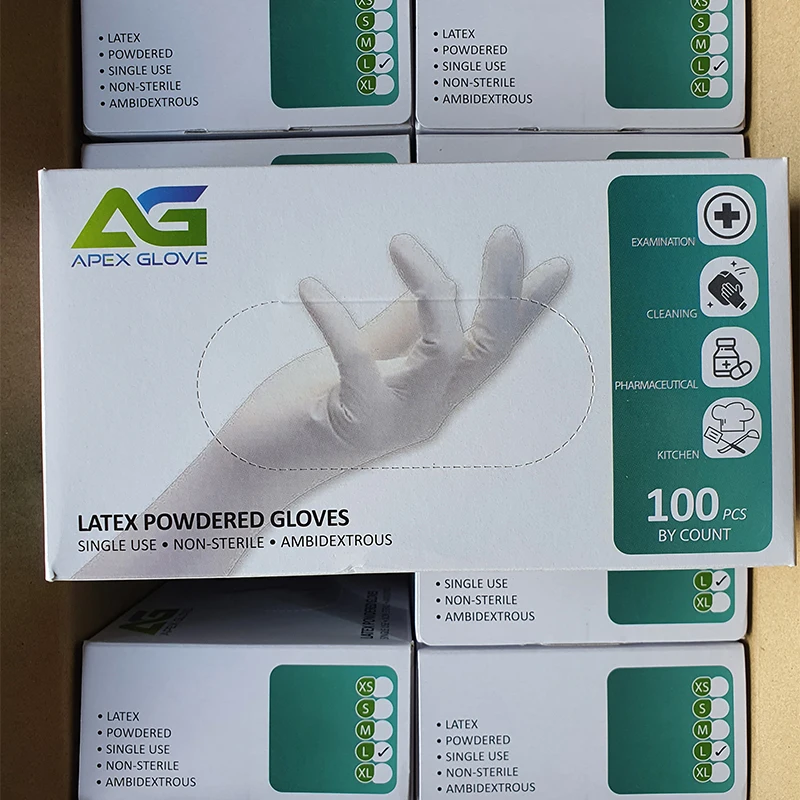 Высококачественный белый Guantes латексные порошкообразные перчатки с отличной тактильной чувствительностью
