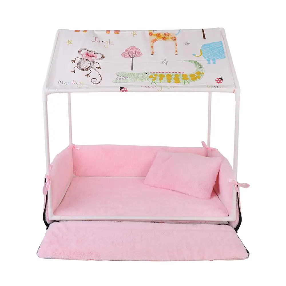 
Cozy Dog Cot With Night Light Detachable Warm Cat House Washable Pet Tent 