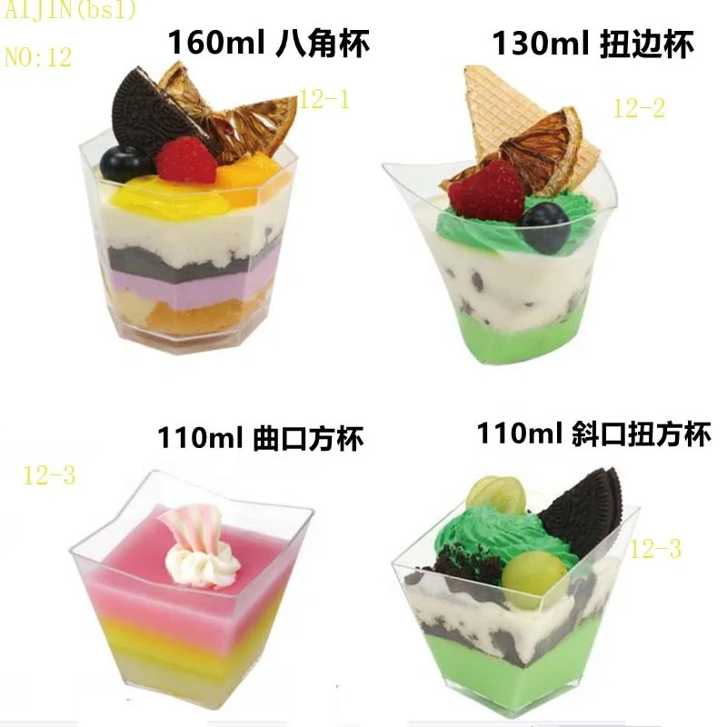 2024 Small PP Clear Square 5oz Disposable container Round Plastic Dessert Cup With Lid plastic dessert cups plastics containers