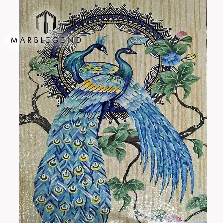 Decorative Artistic Mosaic tiles Background Mural Wall pattern Peacock Mosaic Tile