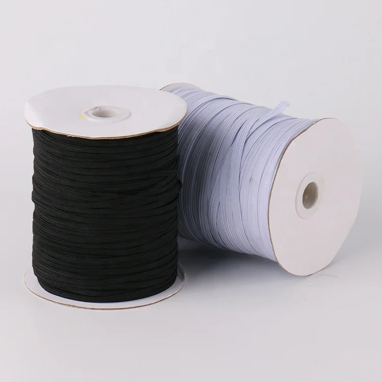 White Black Elastic Cord 3mm 4mm 5mm 6mm 8mm 10mm Webbing Flat Woven Elastic Band For Clothes
