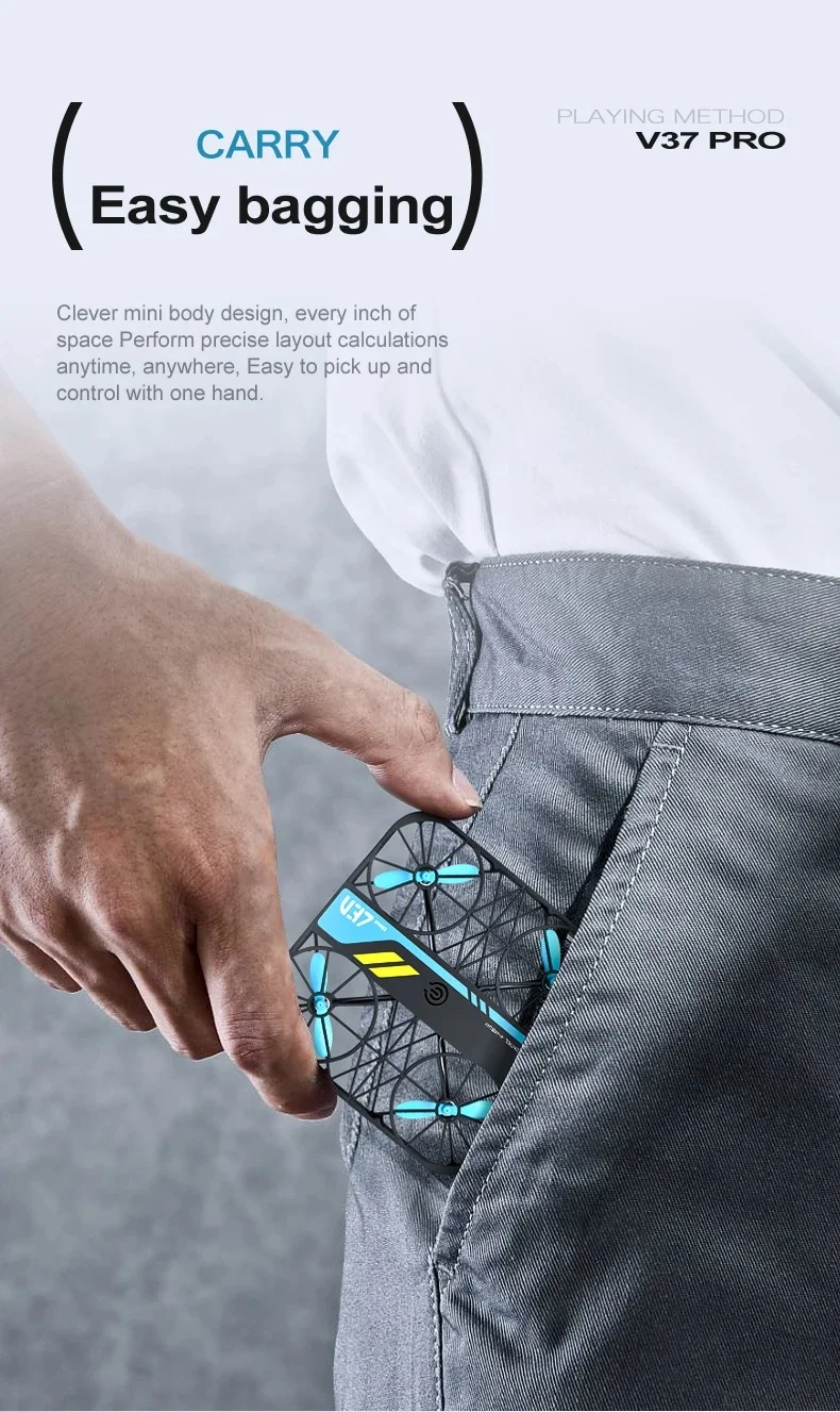 New Model V37 Mini Drone 4K HD Drone Camera FPV with Live Video Gravity Sensor One Key Take-off Small Selfie Drone for Kids Toys