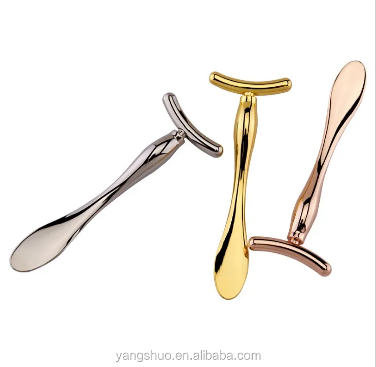 
OEM Processing Custom Metal Massage Cosmetic Spatulas Beauty Spoon Mask Spoon Eye Cream Mixing Spatula Spoon 