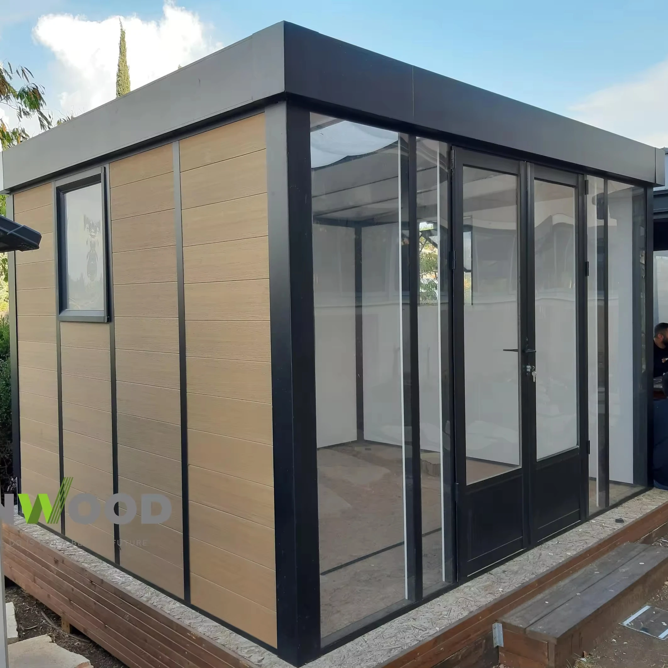 Recycled Eco Wood Type Engineering Wall Decoration Exterior Facade Slatted Wood Plastic Composite outdoor wpc wall panel