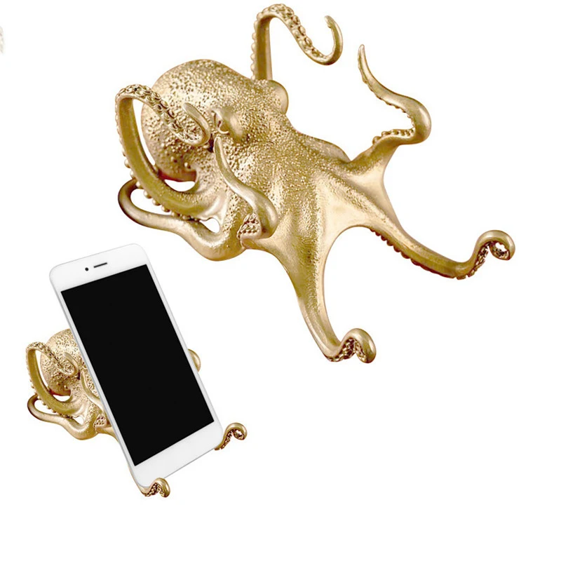 Car Ornaments Home Decor Decoration Metal Octopus Cuttlefish Figurines Statue Desk Stand for Phone Bracket Pen Spectacles Holder