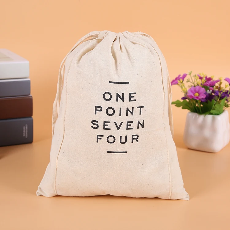 Cheap manufacturer factory price custom logo recycle underwear cloth shoes houseware black organic cotton dust drawstring bag