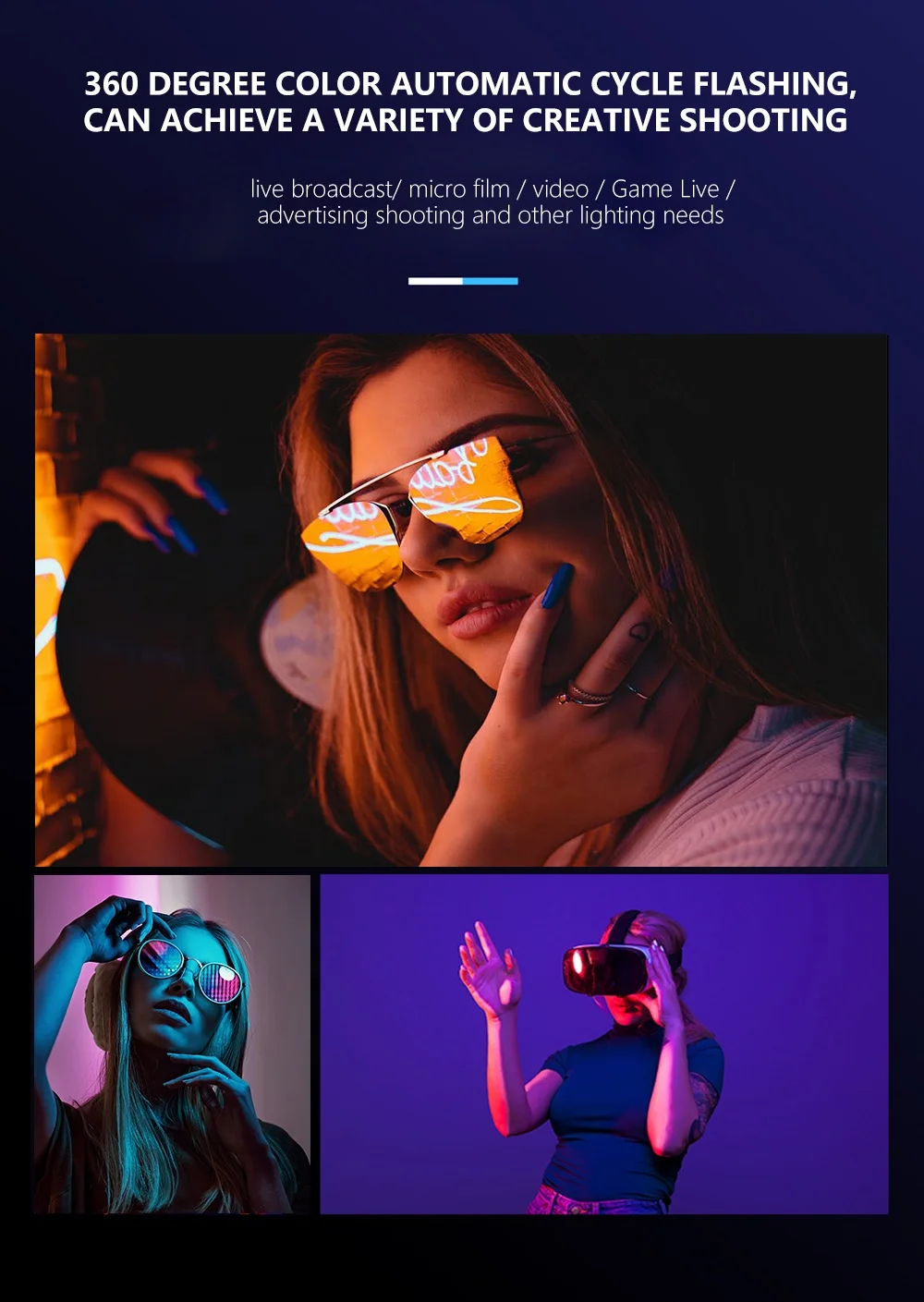 Kaliou 34 colors portable dimmable 30cm RGB ring light  makeup selfie photo LED rainbow ring light for live camera fill light