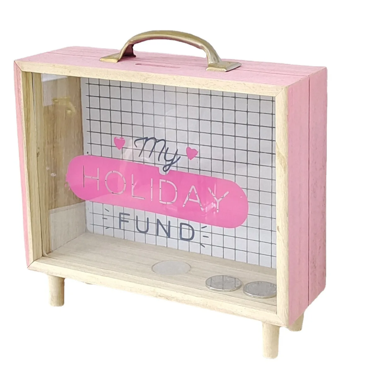 Wooden Suitcase Piggy Bank Box Nordic Ins Desktop Decoration Travel/Holiday Adventure Money Boxes