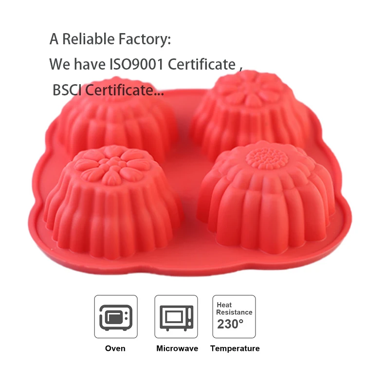 4 Cavity 3D Flower Shape Chocolate Candy Molds Silicone Molds For Baking DIY Ctrafts Jello