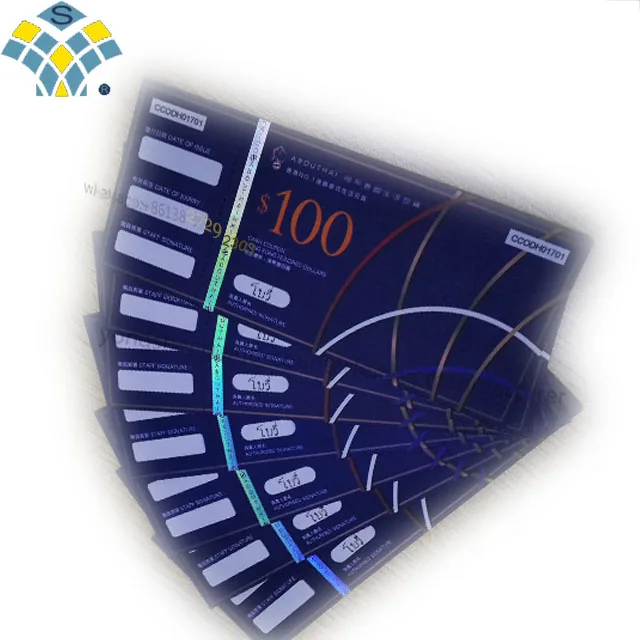 Custom printing hologram hot stamped embossing holographic strip concert ticket security gate ticket