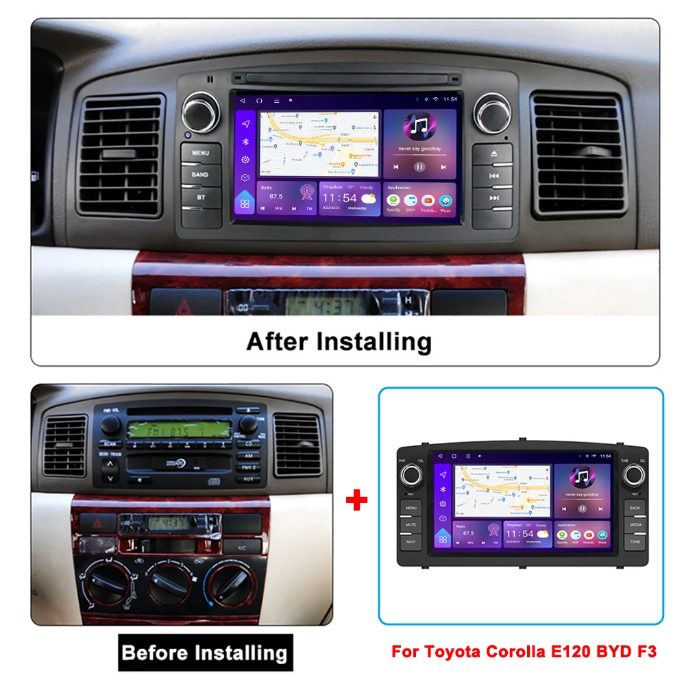 Автомобильный видеоплеер для Toyota Corolla E120 BYD F3 2000-2006 GPS навигация встроенный dsp carplay autoradio android головное устройство