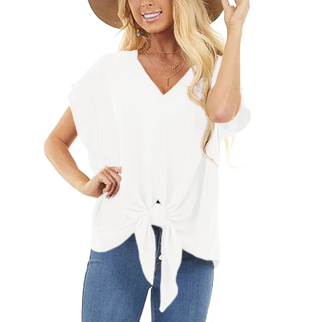 Chinese producer t shirt dress women summer loose fit t shirt femme short-sleeves deep v neck t-shirts woman