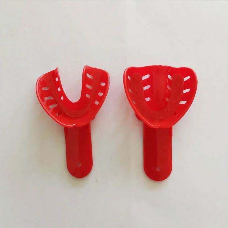 
Red color dental plastic edentulous dental disposable impression tray 