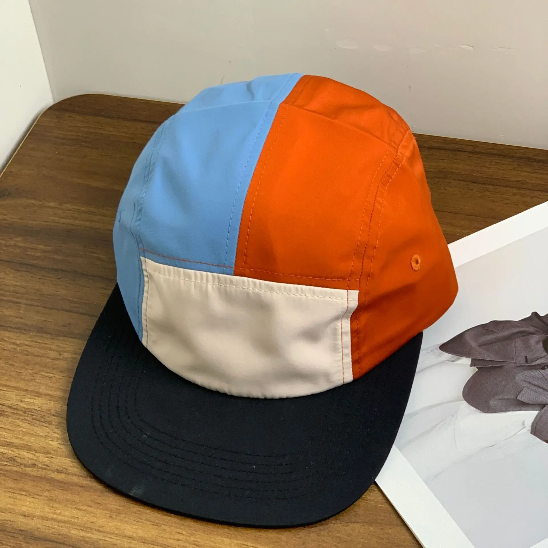 Custom Logo Contrast Color Blank Quick Dry Water Proof Baseball Cap For Men & Women 5 Panel Camp Cap Lightweight