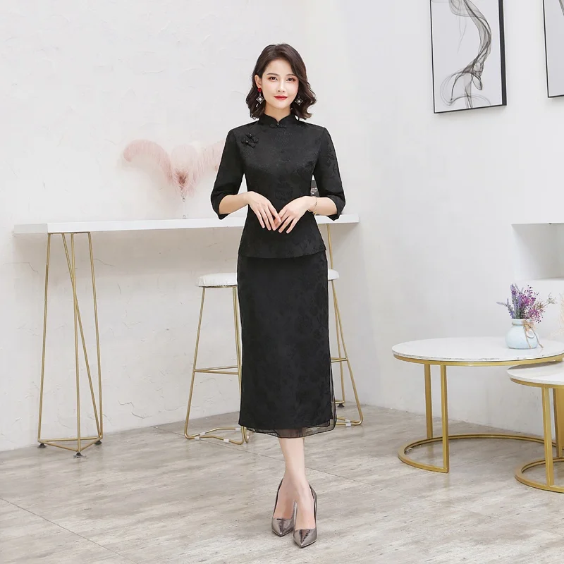 
Chinese Traditional Tang Cheongsam bride two piece set Red Qipao wedding party Dress For Women 