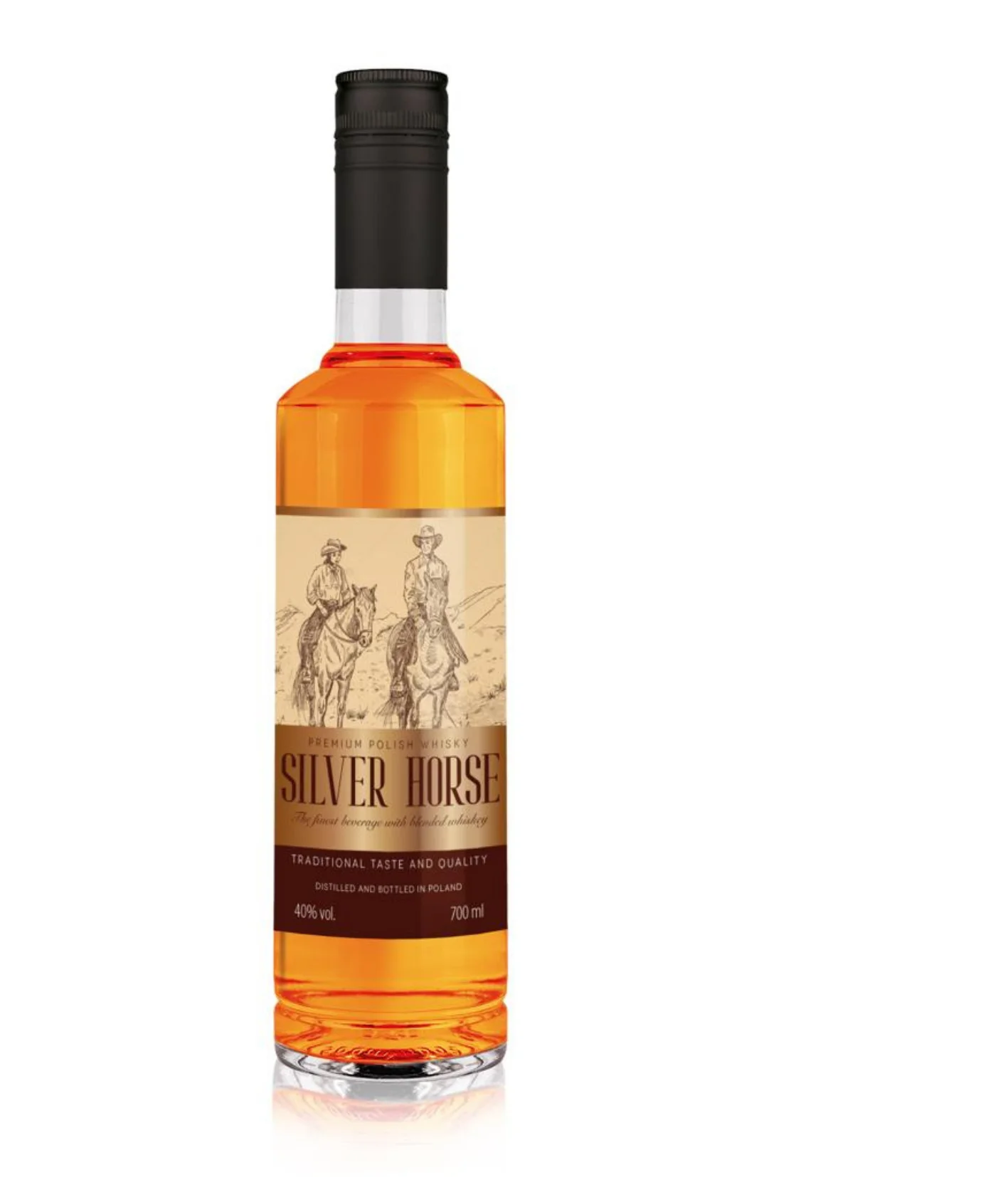 Wholesale Silver Horse Whiskey 700ml custom logo bottle  alcoholic beverage whiskey gift set box