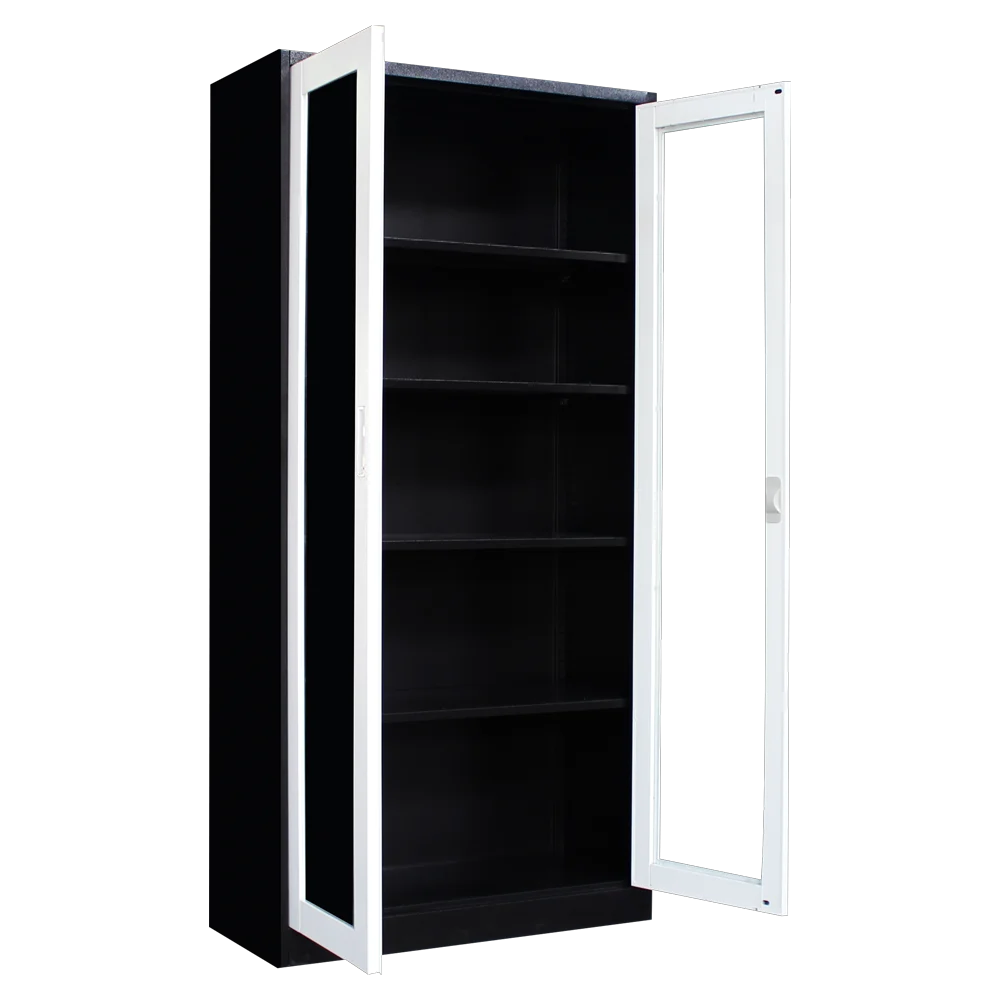 2024 Factory Direct Modern Office Furniture Steel High Filing Cabinet With 4 Tiers Glass Swing Door for Office Workstation Gym