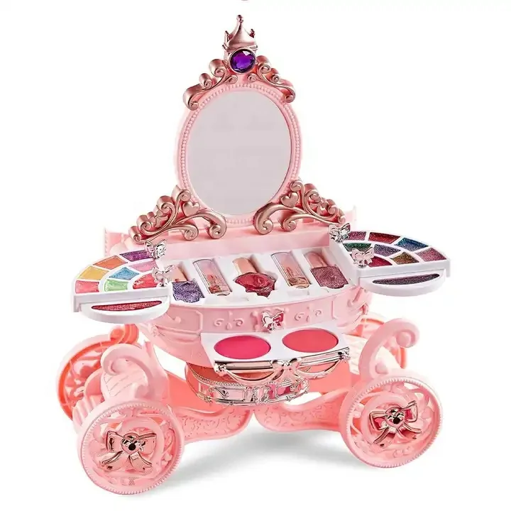 JinYing beauty play make up table play set cosmetic toys fashion girls dress up set toys beauty set kids makeup toy kit for girl