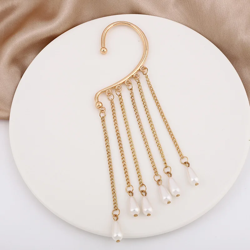 New niche baroque long pearl earrings women exaggerated geometric tassel fashion jewelry earrings