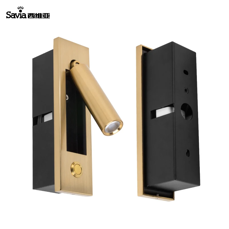 
Saiva LED COB Aluminum Alloy Brass Decorative Bedside Reading Light Wall Lamp Recessed Mount With On Off Switch For Indoor Home 