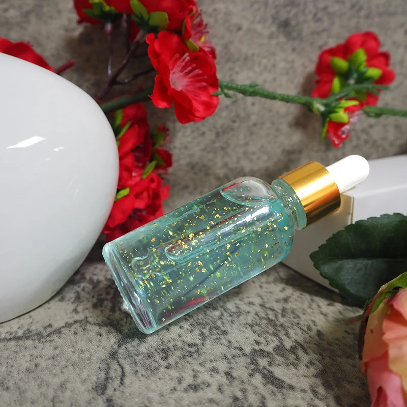 LYW Private Label Natrual 24K Gold Foil Serum Anti Aging Whitening Face Serum Skin Care Blue Copper Peptide Face Serum