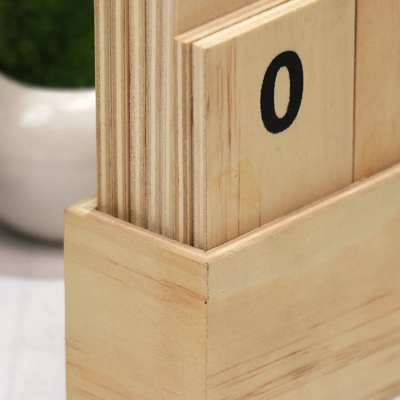 Perpetual Calendar Wooden Calendar Blocks Vintage Wood Block Calendar for Home Office Desk Accessories Week Month Date Display