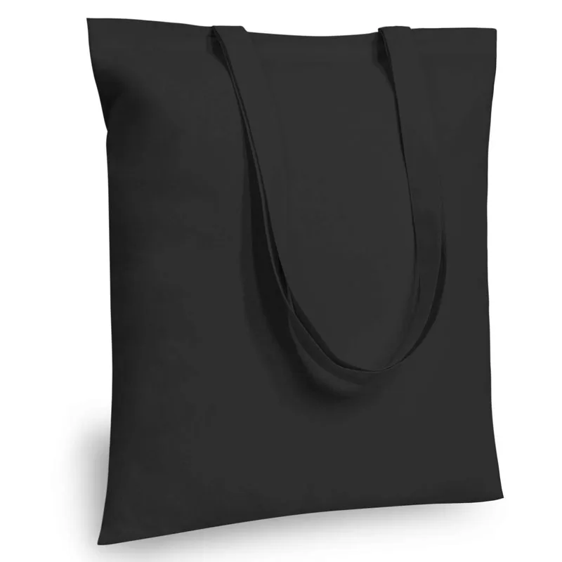 2022 New  8oz 12oz Custom Big Black Plain Natural Recycled Tote Bag Canvas Cotton Canvas Shopping Bag