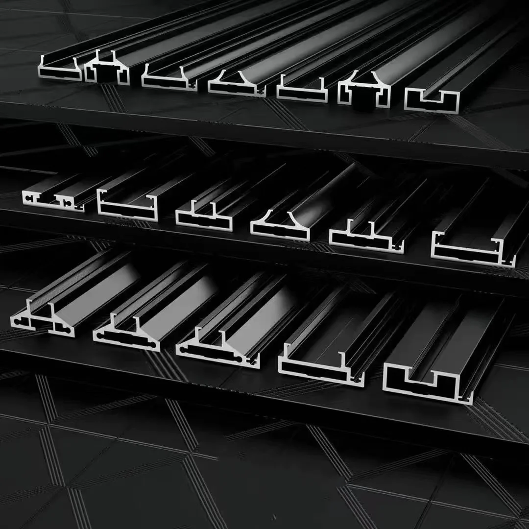 Showcase frame profiles aluminium extrusion sliding door system hanger rail with accessories