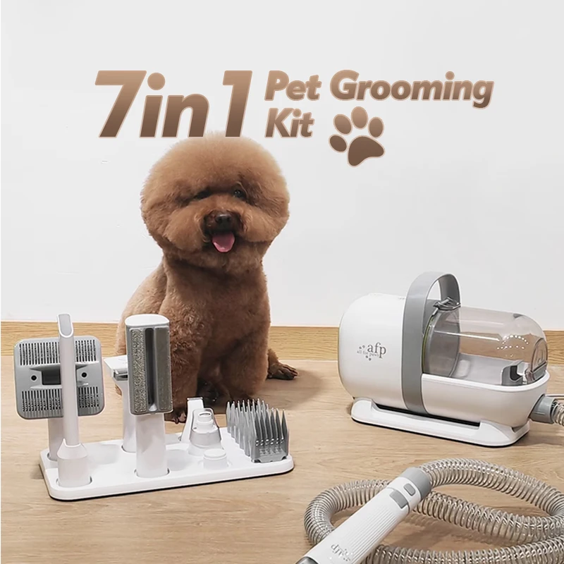 7 in 1 professional cat dog hair brush trimmer shaver clipper scissors cleaner tools pet grooming kit with vacuum suction