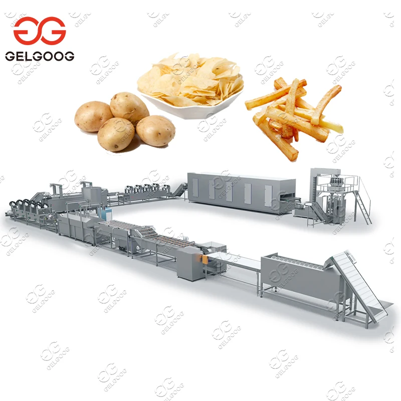 Manufacturing Frying Production Line Fresh Frozen French Fries Sticks Fully Automatic Lays Potato Chips Making Machine Price