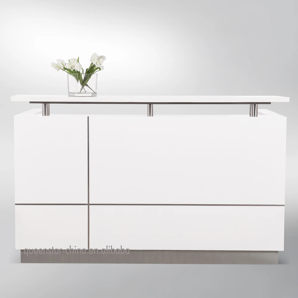 QS-RC01 Modern hotel reception desk white high gloss service desk service desk