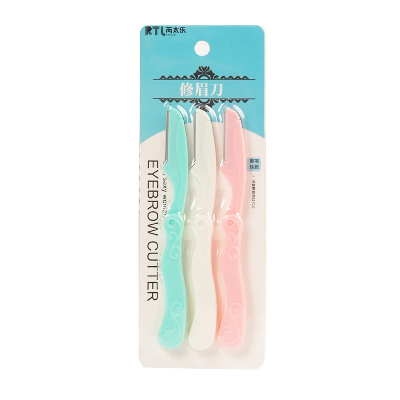 
Folding ABS 3 sets reusable lady facial eyebrow knife razor blade for eyebrows 