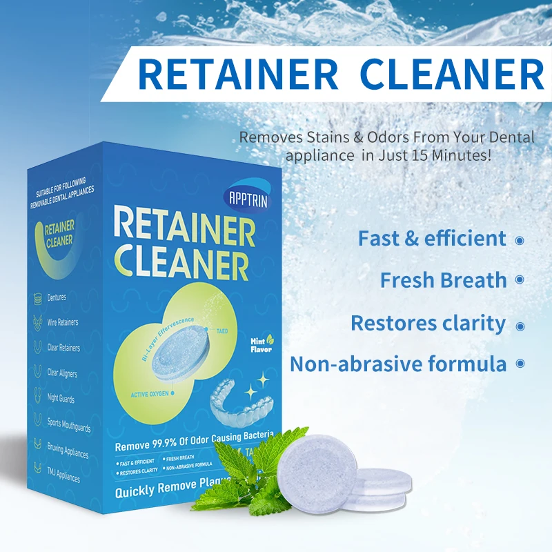 Hot Selling New Design High Quality Stain Removing Deep Cleaning Denture Retainer Effervescent Tablets 96pcs/box