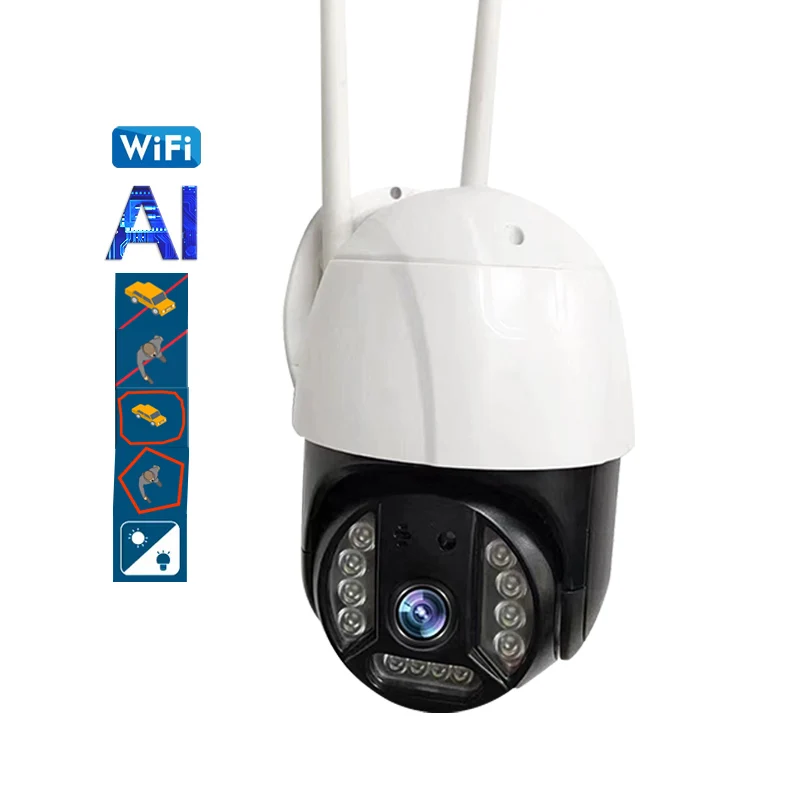 New Smart AI People Counting Human Vehicle Intrusion Tripwire Detection 2K Full Color CCTV Security Network PTZ IP Wifi Camera
