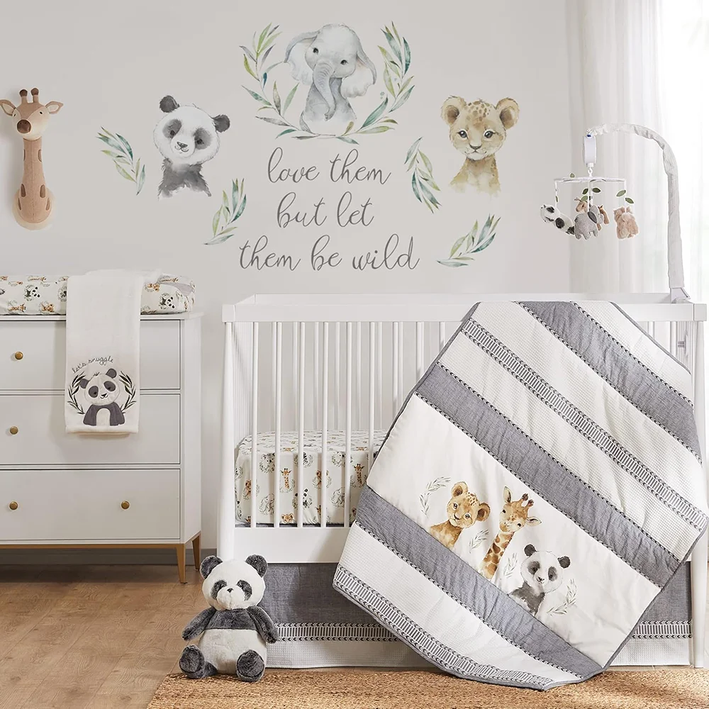Exquisite Panda Appliqued and Embroidery Baby Bed Cozy Nursery Skin Friendly Soft Towel Cream Ultra Plush Blankets