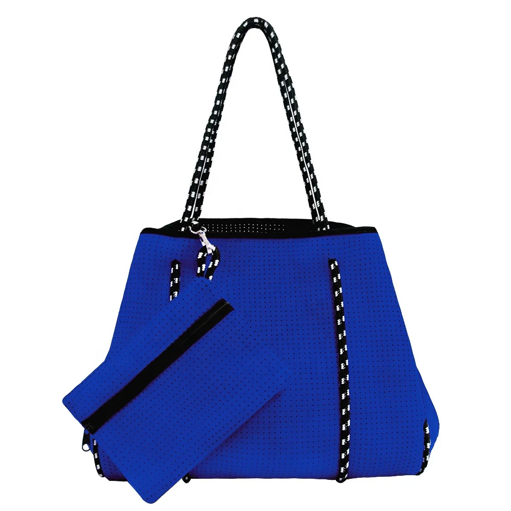Custom Perforated Summer Waterproof Neoprene Beach Tote Bag Women Beach Handbag Multipurpose Gym Bag