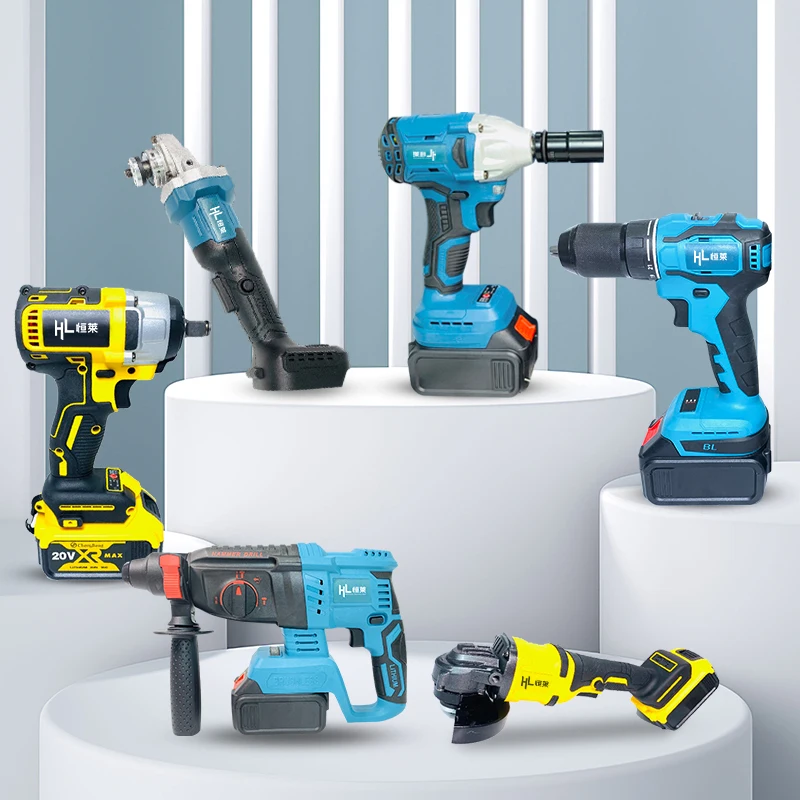 20V Yellow Cordless Drill Angle Hammer Lithium Hand Tool Kit Household Power Tools Combo Set