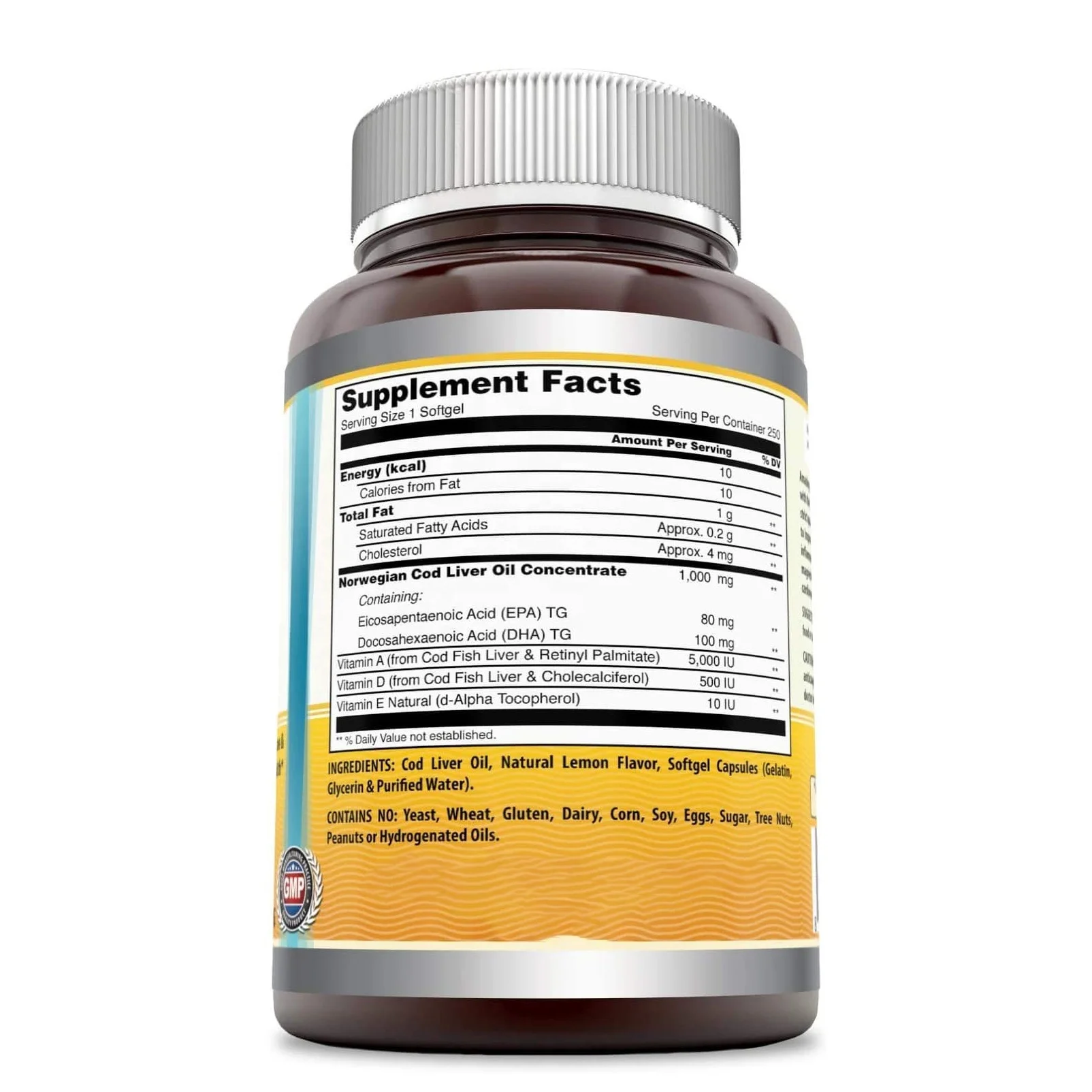 Private Label Support Cod Liver Oil  Softgels Supports Heart Joint Brain Bone & Immune Health 120 Softgels
