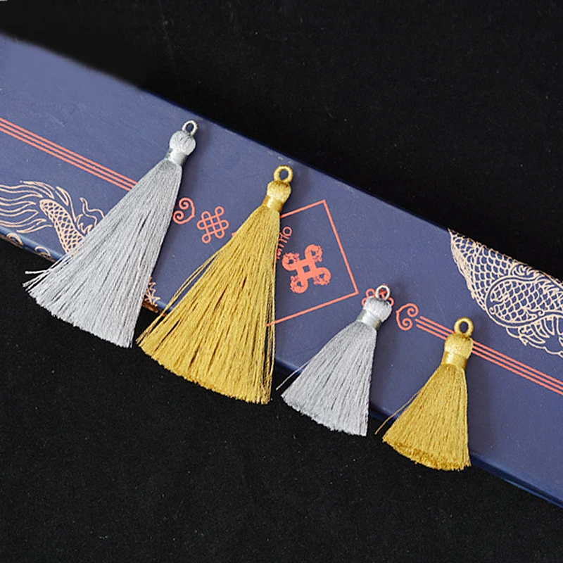 
LONGJIE tassel supplier 2019 gold 85mm nylon fringe decorative tassel for curtain 