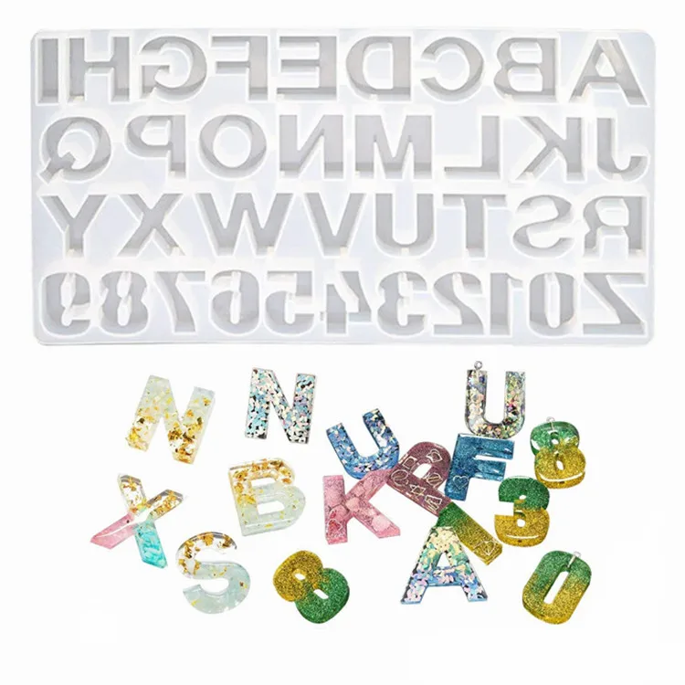 Alphabet Silicone Resin Molds, Shynek Letter Number Epoxy Molds Keychain Resin Jewelry Molds