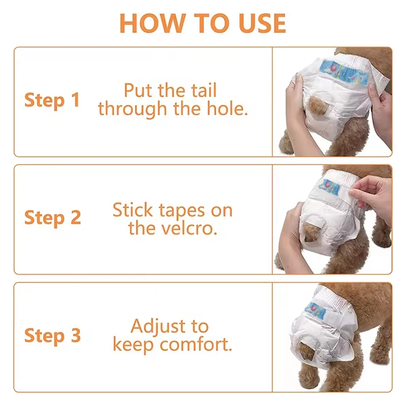 Low Shipping OEM Custom Packaging XS XXS XXL Portable Absorbent Dog Diapers for Poop Large Dogs