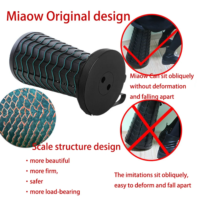 Patent quality high retractable folding portable camping chair multi-functional retractable stool