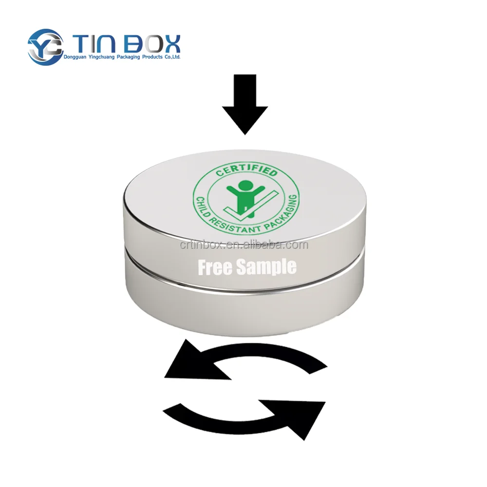 Gummy Candy Cart Tin Child Proof Can Custom Size Metal Cylinder Tin Case Round Child Resistant Tin Box