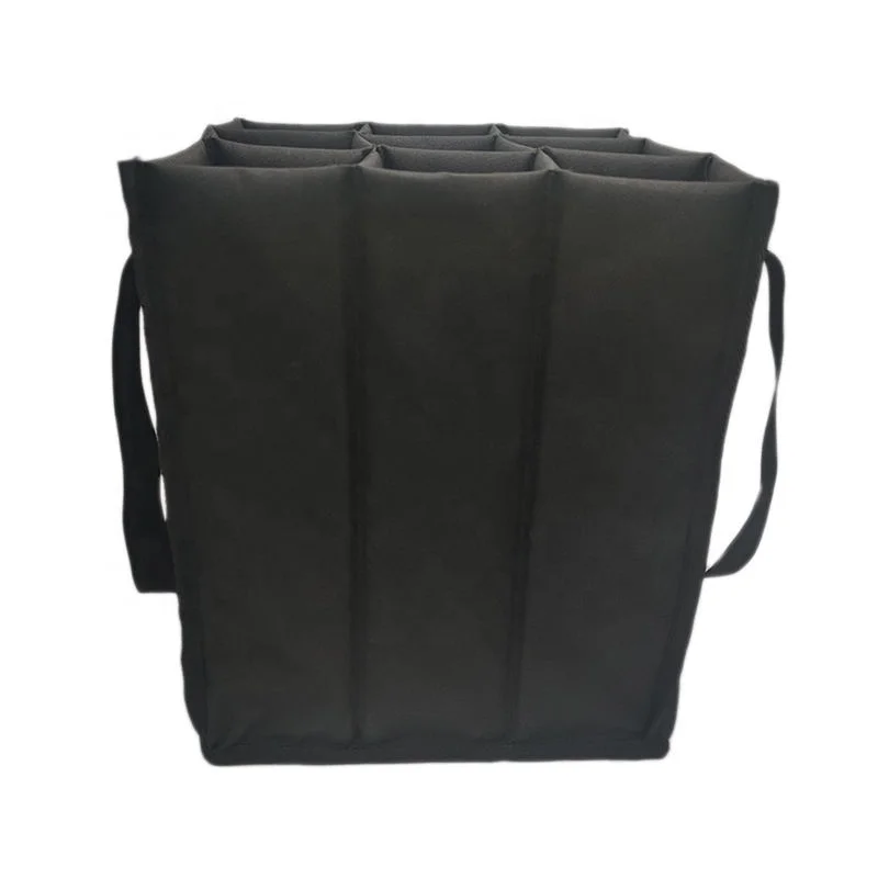 Black Promotional Supermarket 9 Bottles Wine Carrier Bag with Logo