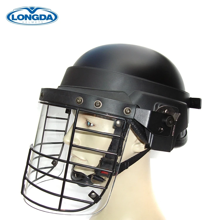 Military crashworthy riot bulletproof control helmet with face visor