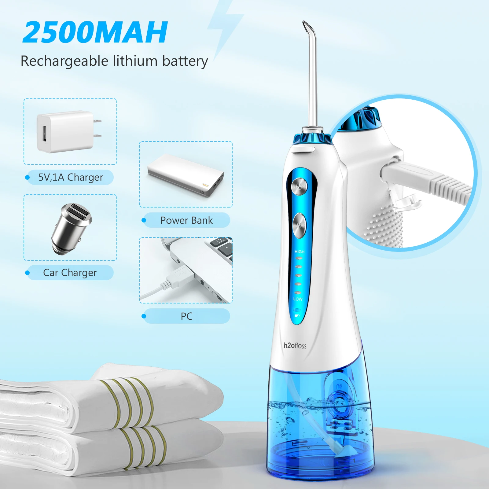 Oral Hygiene Rechargeable Dental Water Flosser 5 Modes IPX7 Waterproof Portable Oral Irrigator water toothpick