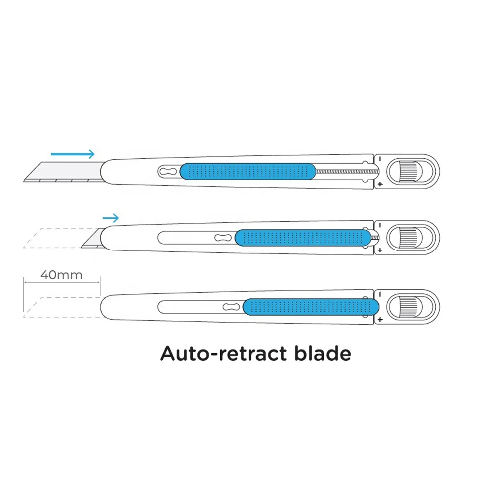 Free sample every 0.1 mm adjustable auto retractable safety knife cutter