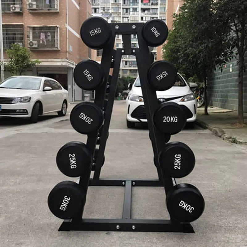 
Rubber Round Head gym fitness 10kg15kg20kg25kg30kg50kg dumbbell barbell set 